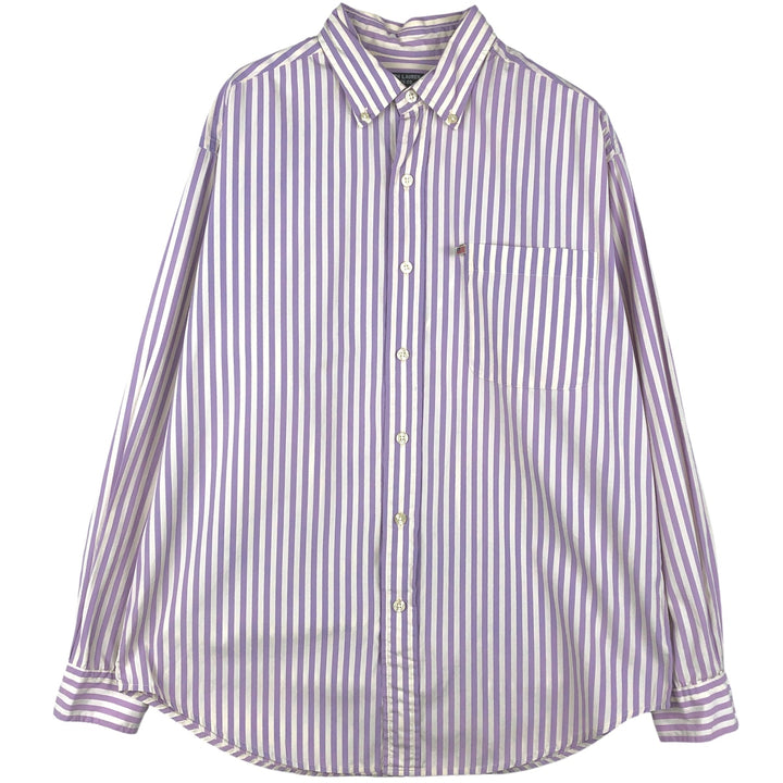 2000'S Ralph Lauren Jeans Co. long-sleeved button-down striped shirt, men's size M cotton purple type Vintage Second Hand