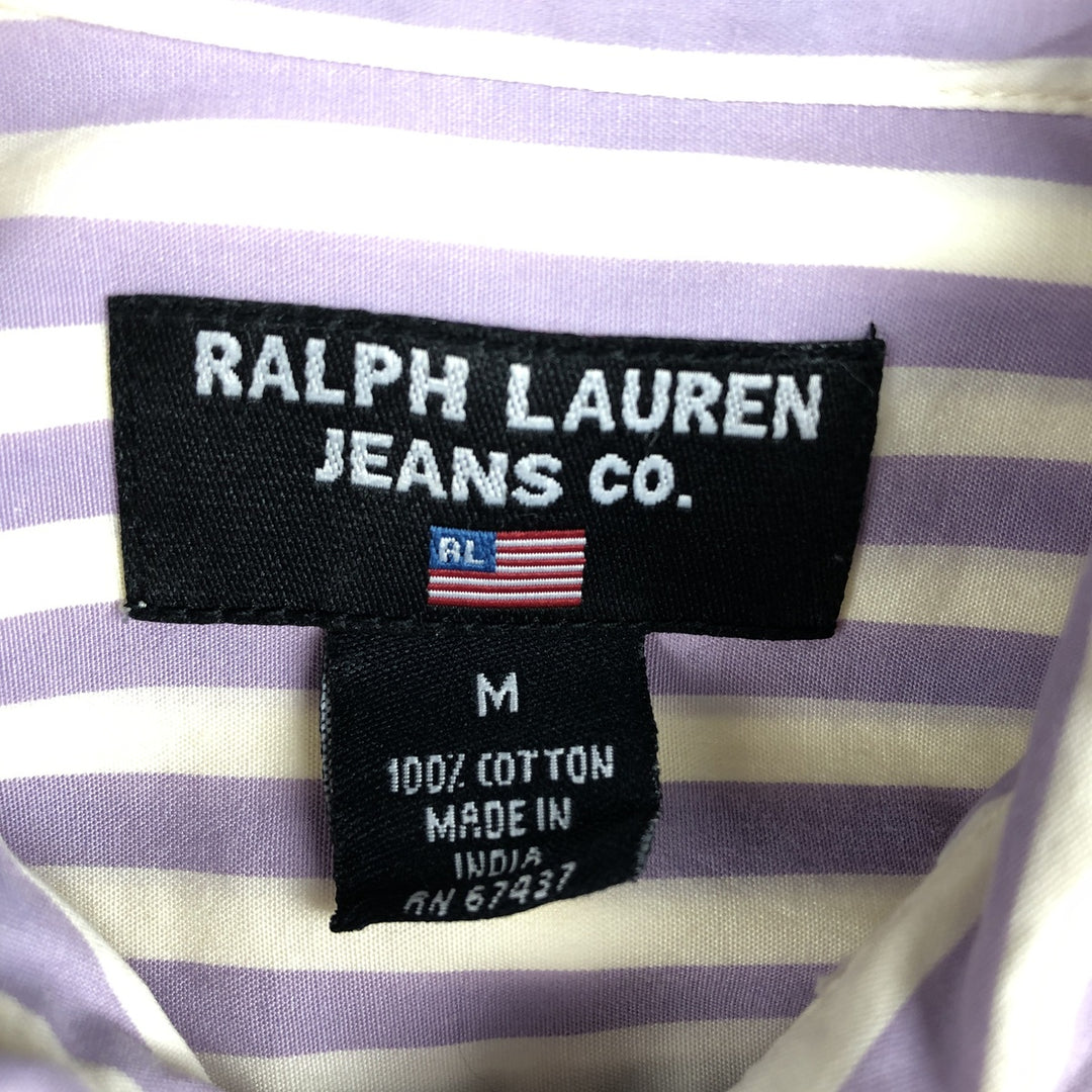 2000'S Ralph Lauren Jeans Co. long-sleeved button-down striped shirt, men's size M cotton purple type Vintage Second Hand