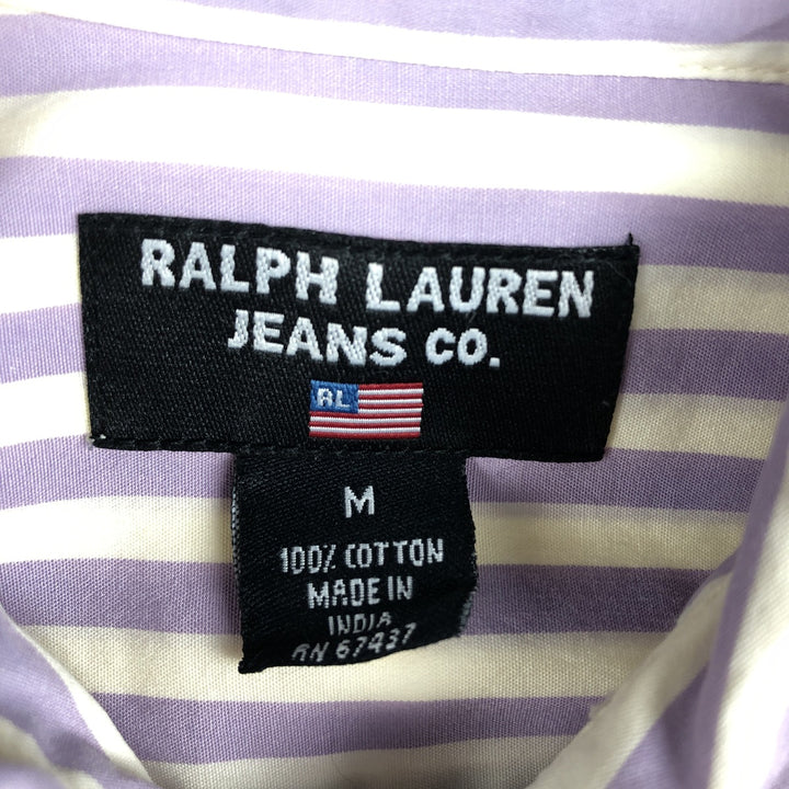 2000'S Ralph Lauren Jeans Co. long-sleeved button-down striped shirt, men's size M cotton purple type Vintage Second Hand