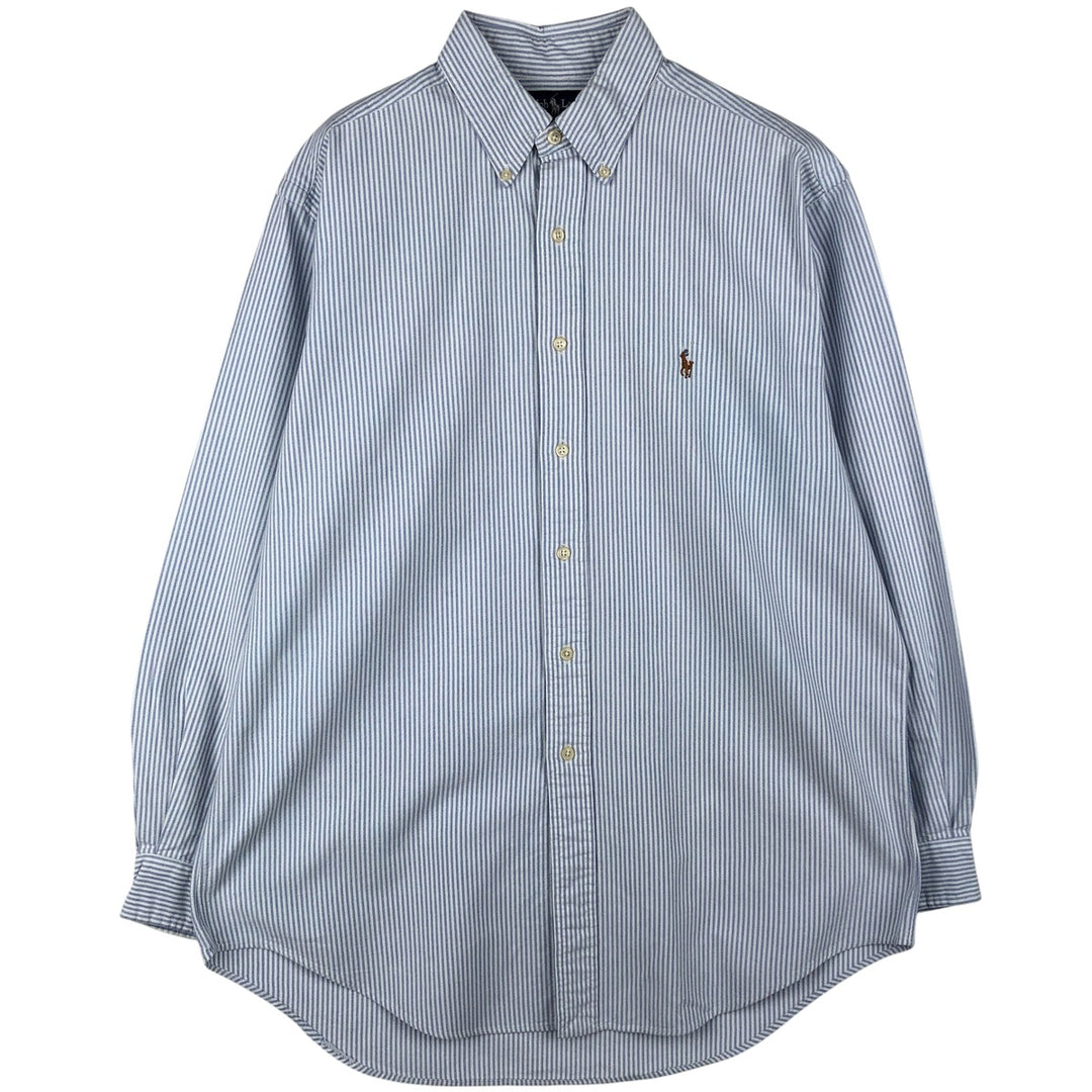 Ralph Lauren YARMOUTH Long Sleeve Button-Down Striped Shirt, Men's Size L cotton white type Vintage Second Hand