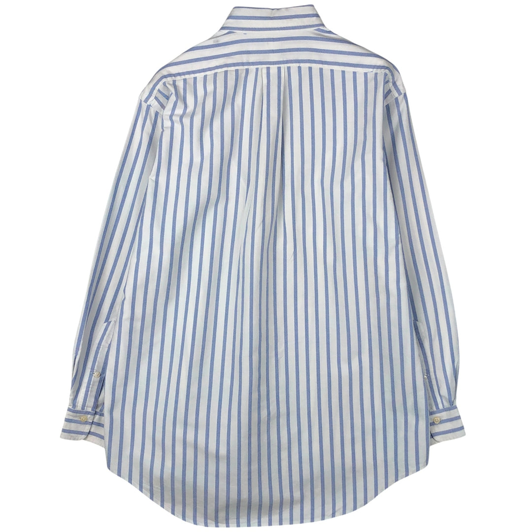 Ralph Lauren YARMOUTH Long Sleeve Button-Down Striped Shirt, Men's M Size cotton Navy blue Vintage Second Hand