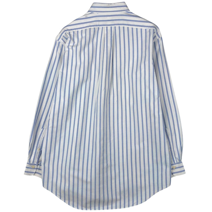 Ralph Lauren YARMOUTH Long Sleeve Button-Down Striped Shirt, Men's M Size cotton Navy blue Vintage Second Hand