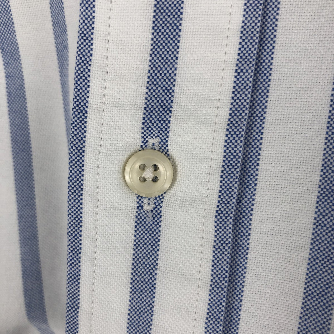 Ralph Lauren YARMOUTH Long Sleeve Button-Down Striped Shirt, Men's M Size cotton Navy blue Vintage Second Hand