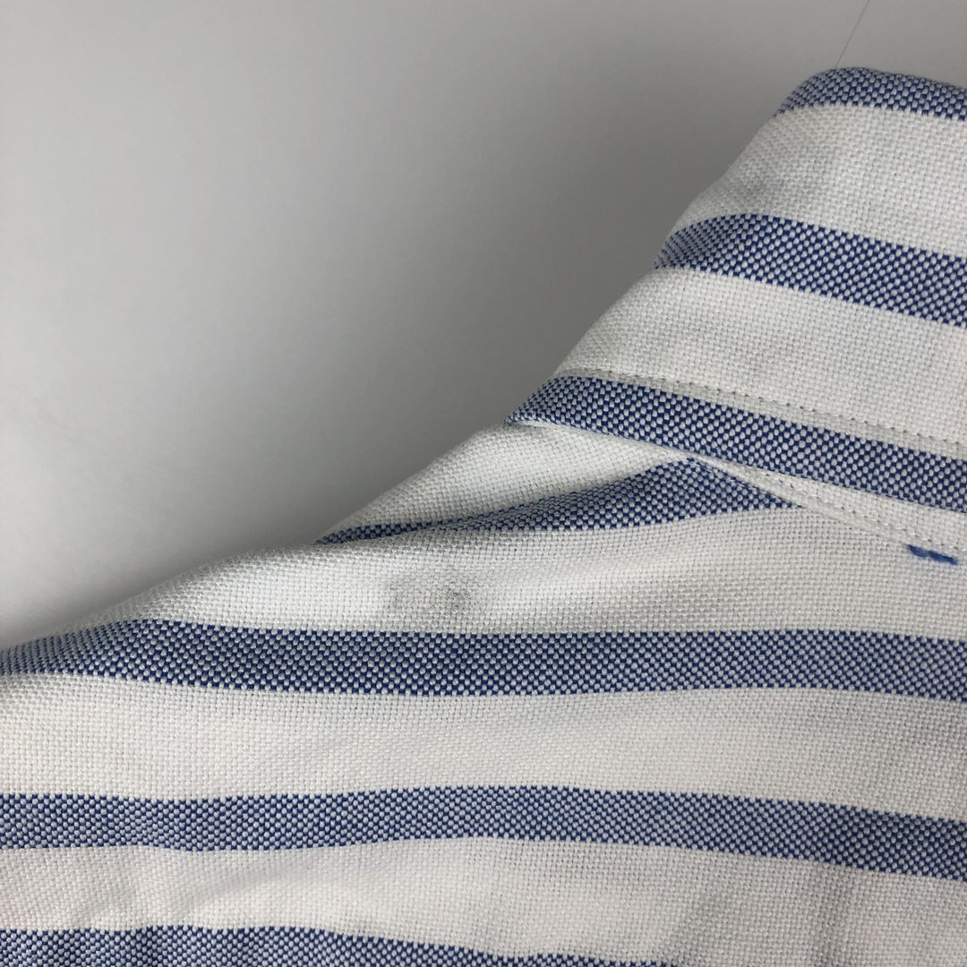 Ralph Lauren YARMOUTH Long Sleeve Button-Down Striped Shirt, Men's M Size cotton Navy blue Vintage Second Hand