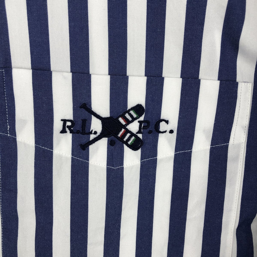 Ralph Lauren POLO by Ralph Lauren PHODES CUSTOM FIT Striped Pattern Cleric Shirt, Men's XXL cotton white type Vintage Second Hand