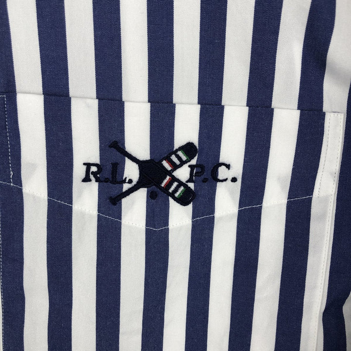 Ralph Lauren POLO by Ralph Lauren PHODES CUSTOM FIT Striped Pattern Cleric Shirt, Men's XXL cotton white type Vintage Second Hand