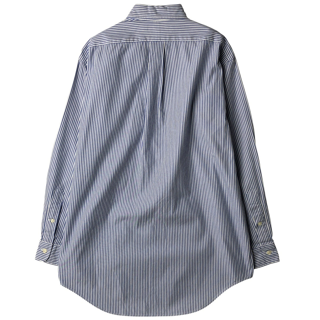 Ralph Lauren YARMOUTH Long Sleeve Button-Down Striped Shirt, Men's M Size cotton blue type Vintage Second Hand