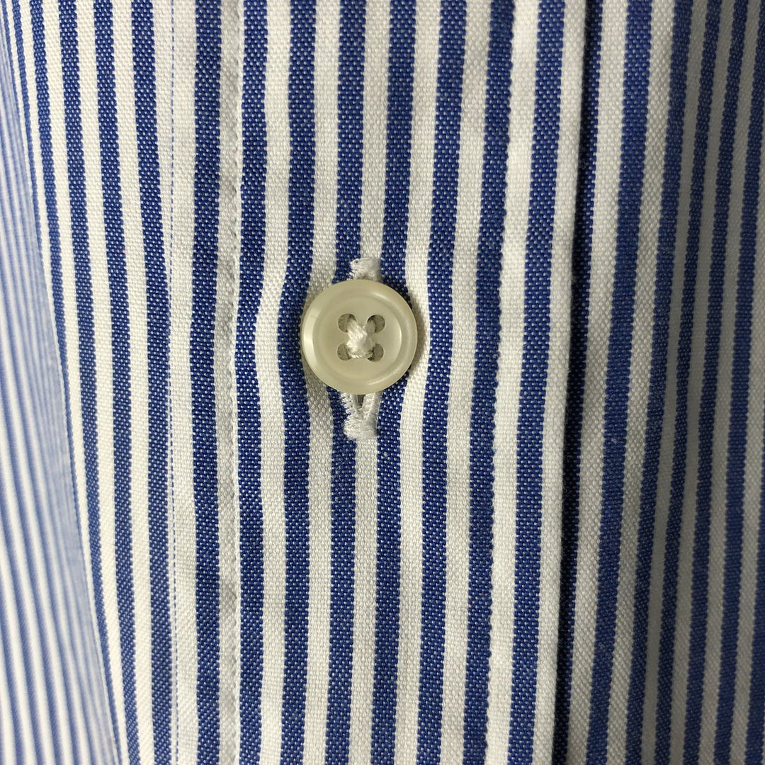 Ralph Lauren YARMOUTH Long Sleeve Button-Down Striped Shirt, Men's M Size cotton blue type Vintage Second Hand