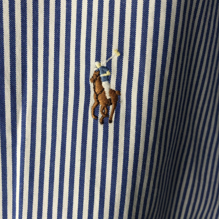 Ralph Lauren YARMOUTH Long Sleeve Button-Down Striped Shirt, Men's M Size cotton blue type Vintage Second Hand