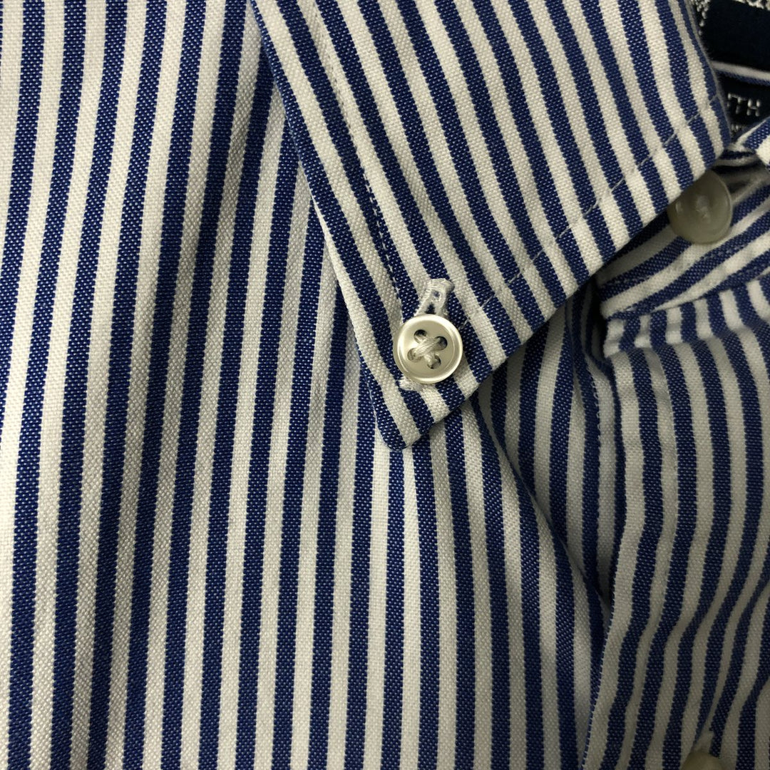 Ralph Lauren YARMOUTH Long Sleeve Button-Down Striped Shirt, Men's M Size cotton blue type Vintage Second Hand