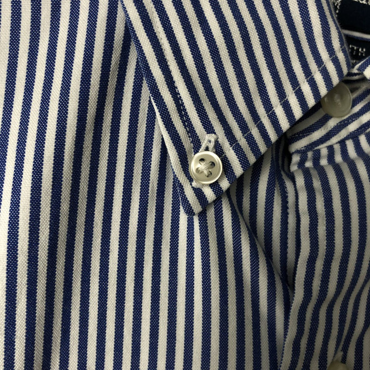Ralph Lauren YARMOUTH Long Sleeve Button-Down Striped Shirt, Men's M Size cotton blue type Vintage Second Hand