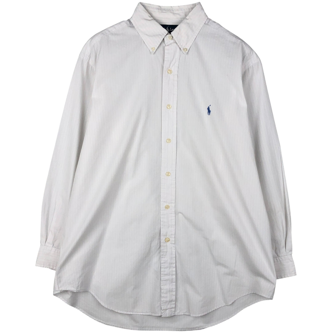 Ralph Lauren YARMOUTH Long Sleeve Button-Down Striped Shirt, Men's Size L cotton white type Vintage Second Hand