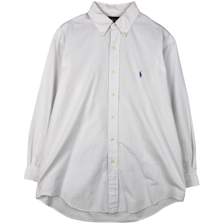 Ralph Lauren YARMOUTH Long Sleeve Button-Down Striped Shirt, Men's Size L cotton white type Vintage Second Hand