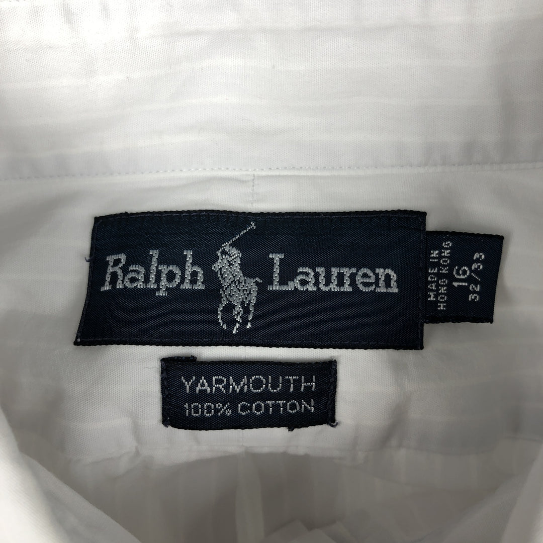 Ralph Lauren YARMOUTH Long Sleeve Button-Down Striped Shirt, Men's Size L cotton white type Vintage Second Hand
