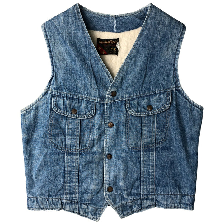 Weather Jack Sportswear Denim Boa Vest, Made in USA, Men's Size M cotton Blue type light blue Vintage Second Hand