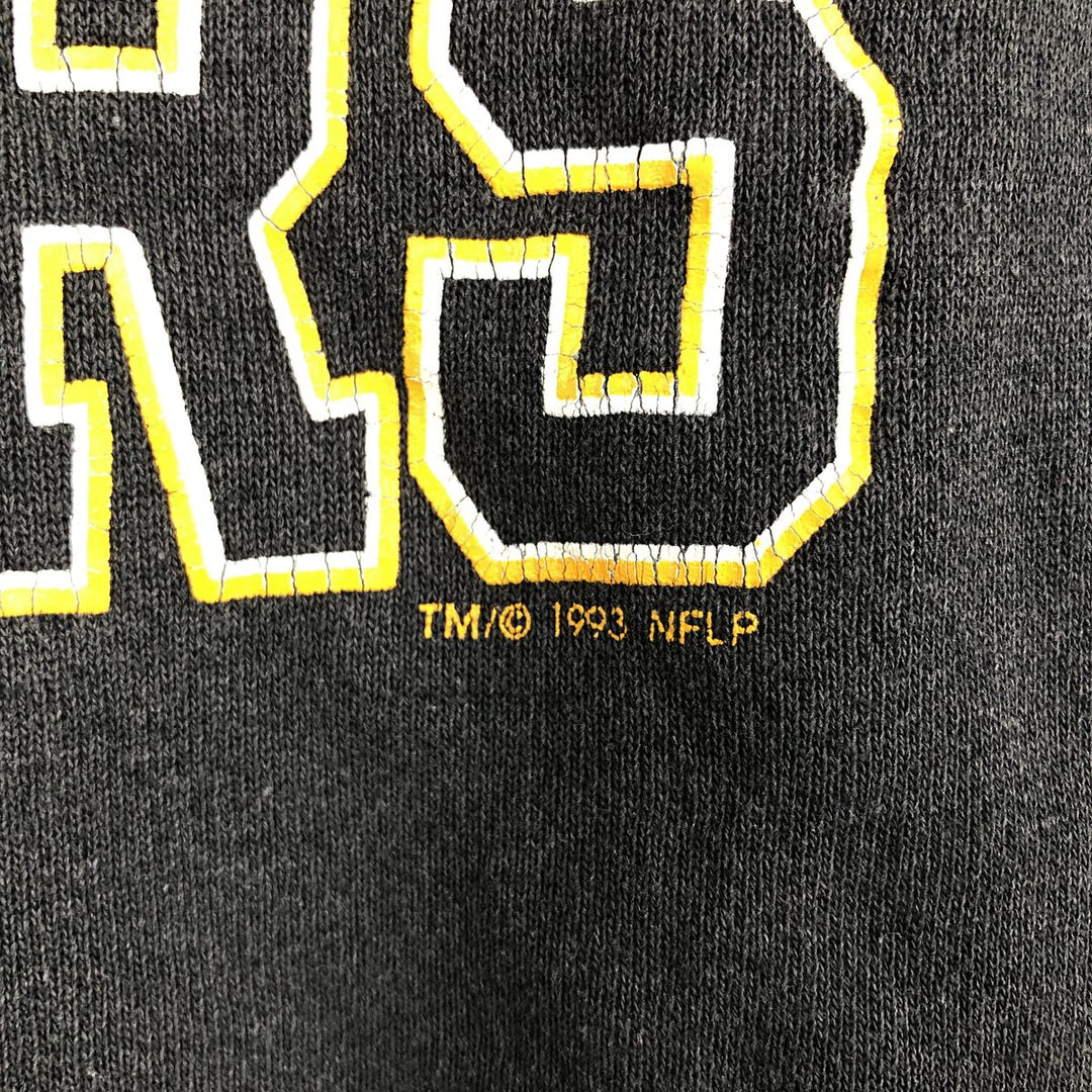 90'S Champion NFL Pittsburgh Steelers Print Sweatshirt, Made in USA, Men's Size L cotton black type Vintage Second Hand
