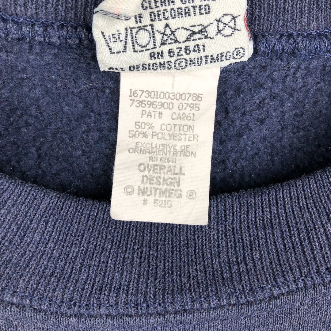 90'S Nutmeg MLB Cleveland Indians Print Sweatshirt, Made in USA, Men's Size L cotton navy blue type Vintage Second Hand