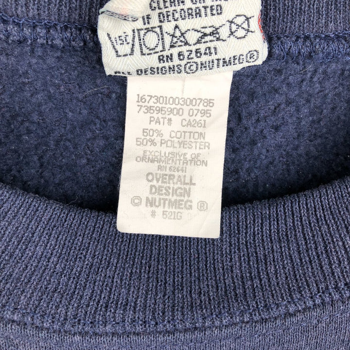 90'S Nutmeg MLB Cleveland Indians Print Sweatshirt, Made in USA, Men's Size L cotton navy blue type Vintage Second Hand