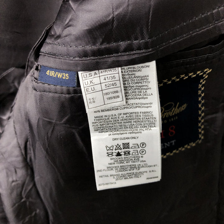 Brooks Brothers 1818 REGENT Check Pattern Wool Tailored Jacket, Made in USA, Men's Size Medium wool Charcoal Vintage Second Hand