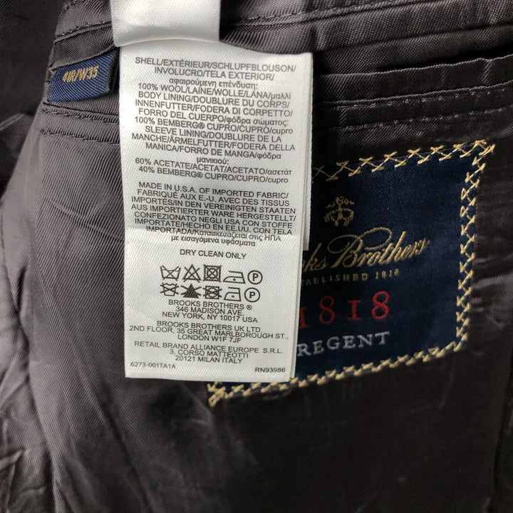 Brooks Brothers 1818 REGENT Check Pattern Wool Tailored Jacket, Made in USA, Men's Size Medium wool Charcoal Vintage Second Hand