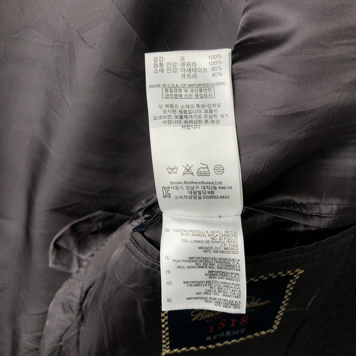 Brooks Brothers 1818 REGENT Check Pattern Wool Tailored Jacket, Made in USA, Men's Size Medium wool Charcoal Vintage Second Hand