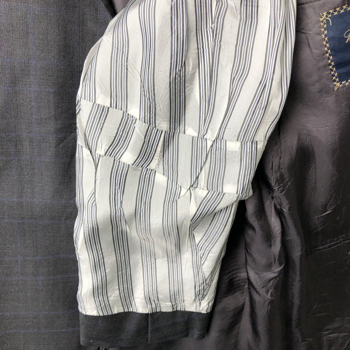 Brooks Brothers 1818 REGENT Check Pattern Wool Tailored Jacket, Made in USA, Men's Size Medium wool Charcoal Vintage Second Hand