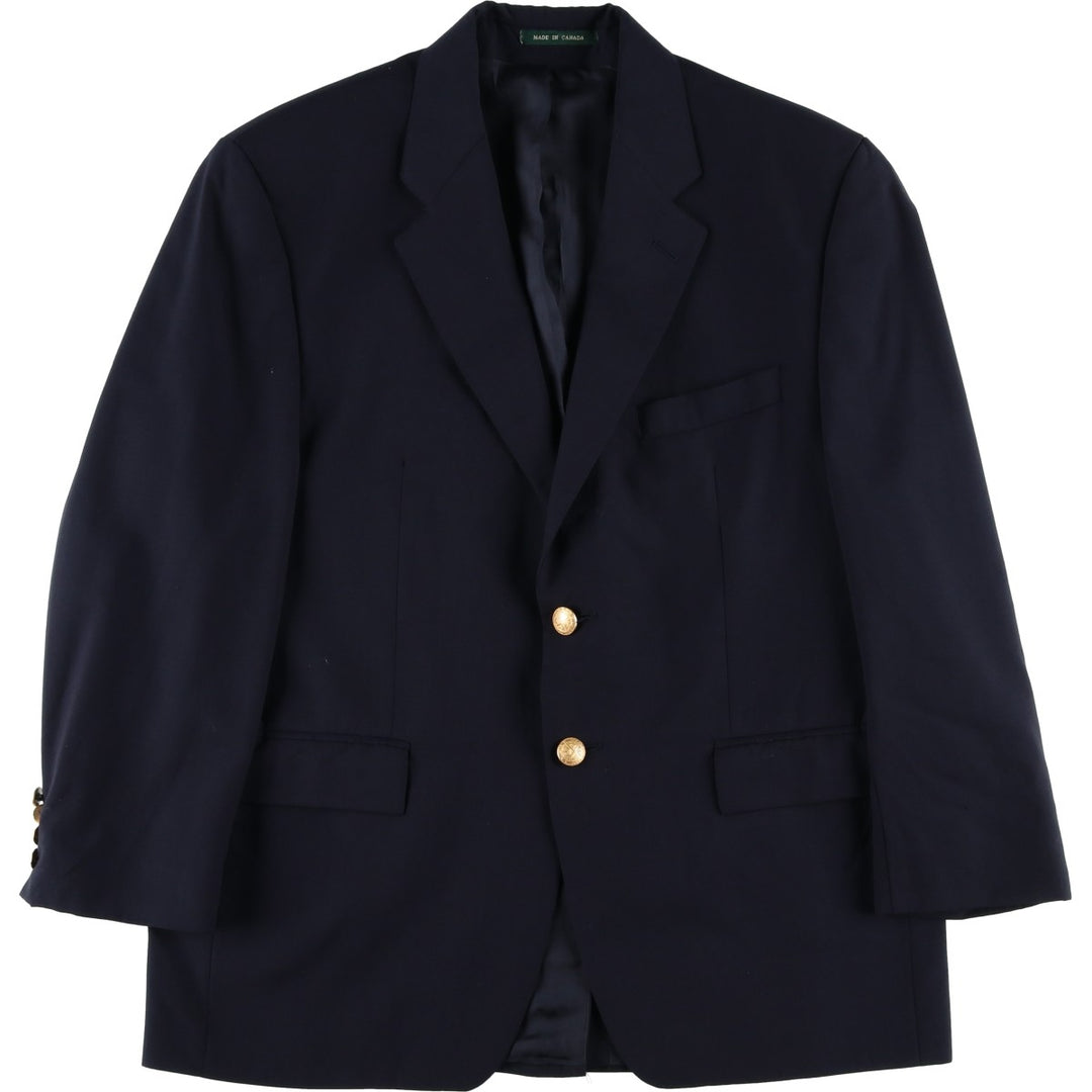 Ralph Lauren LAUREN Navy Blazer, Tailored Jacket, Made in Canada, Men's Size L wool navy blue type Vintage Second Hand
