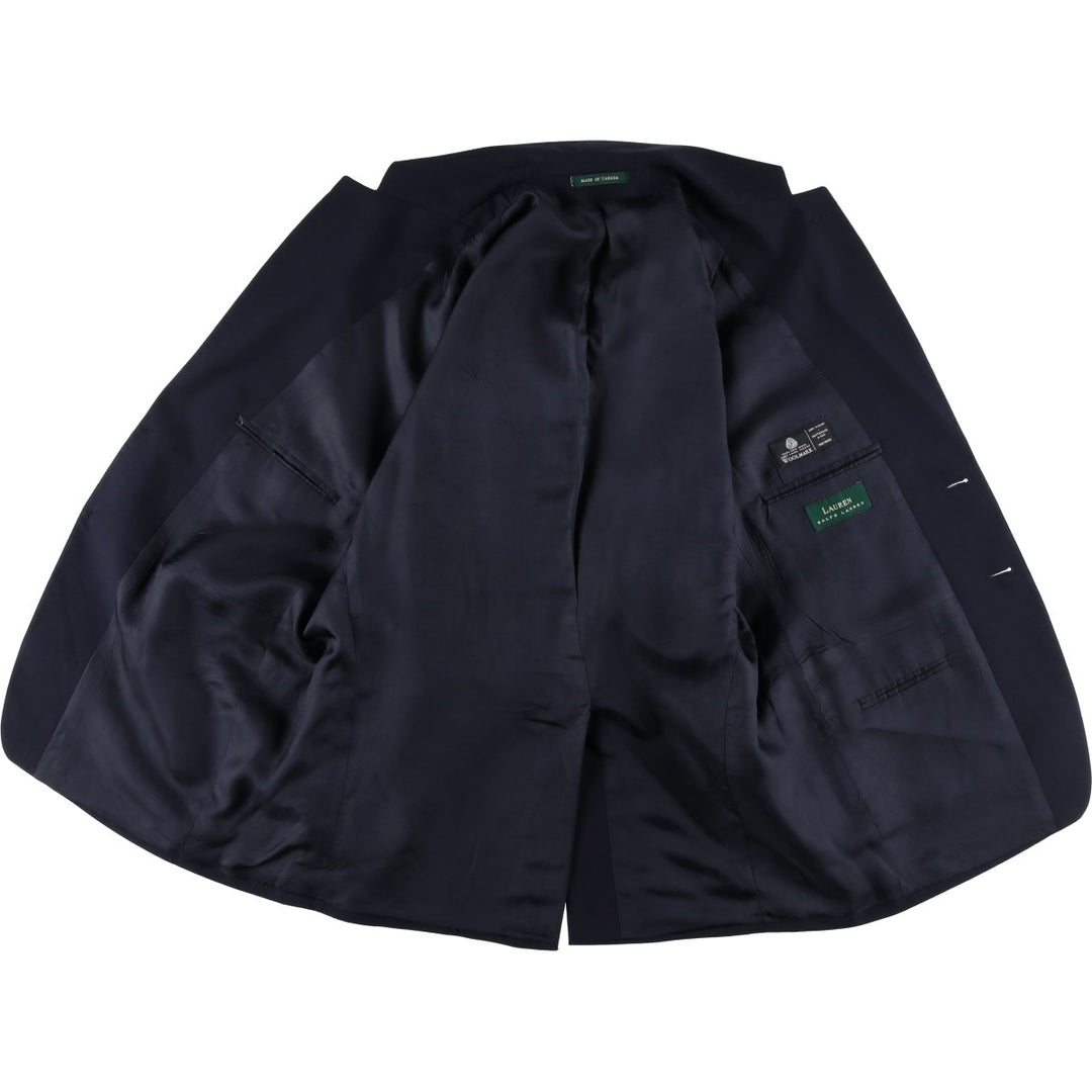 Ralph Lauren LAUREN Navy Blazer, Tailored Jacket, Made in Canada, Men's Size L wool navy blue type Vintage Second Hand
