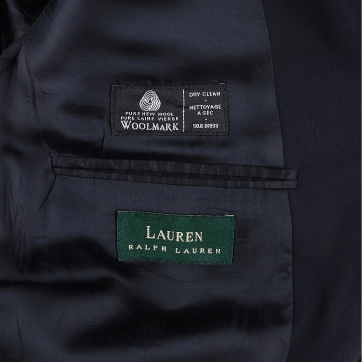 Ralph Lauren LAUREN Navy Blazer, Tailored Jacket, Made in Canada, Men's Size L wool navy blue type Vintage Second Hand