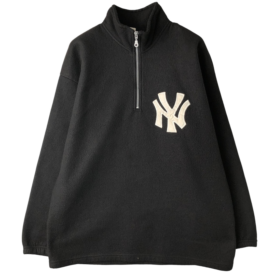 Vintage MLB New York Yankees Half-Zip Fleece Pullover, Men's Size XL polyester black type Vintage Second Hand