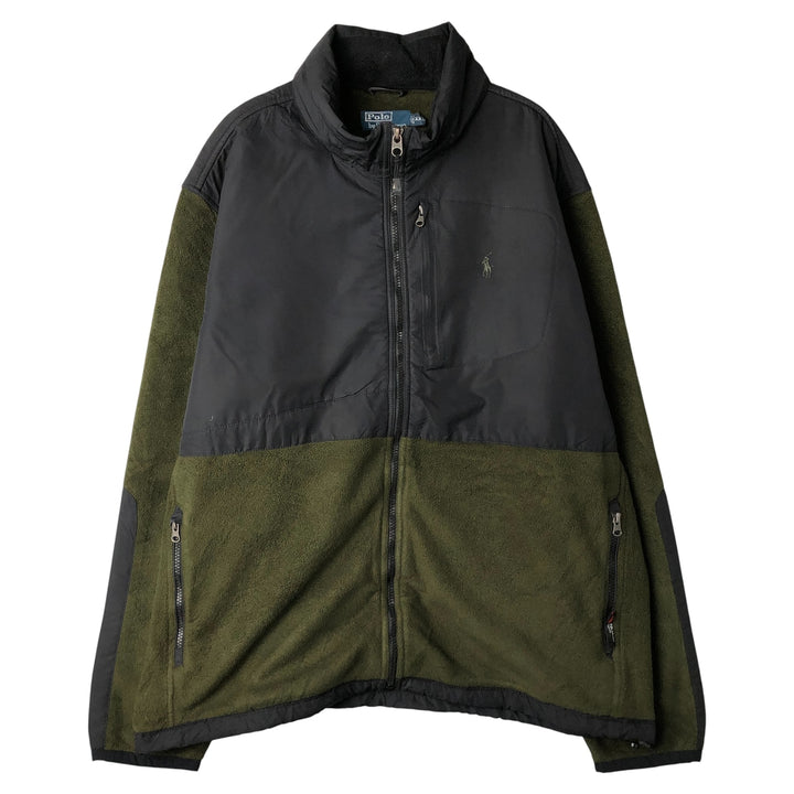 Ralph Lauren POLO by Ralph Lauren Twill Fleece Jacket, Men's XXL polyester black type Vintage Second Hand
