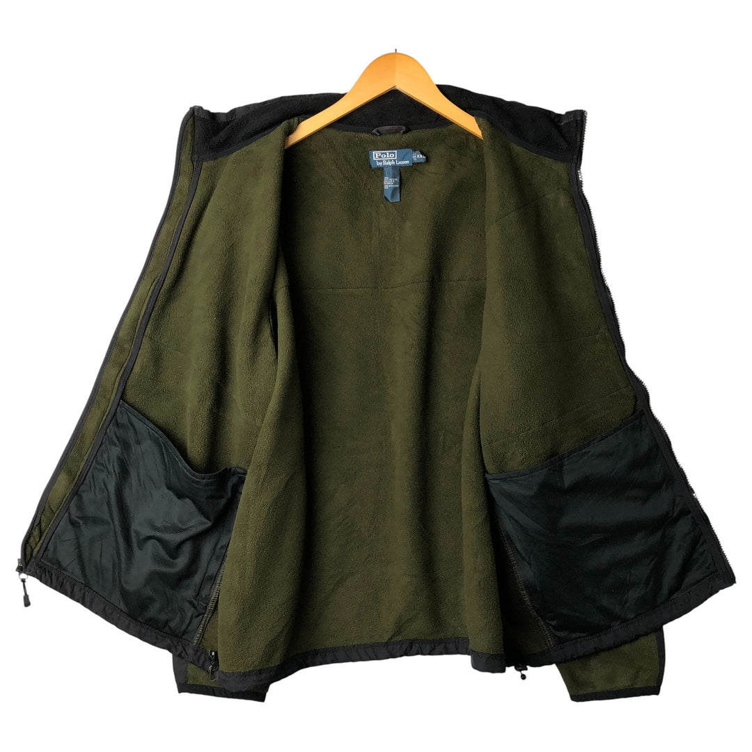 Ralph Lauren POLO by Ralph Lauren Twill Fleece Jacket, Men's XXL polyester black type Vintage Second Hand