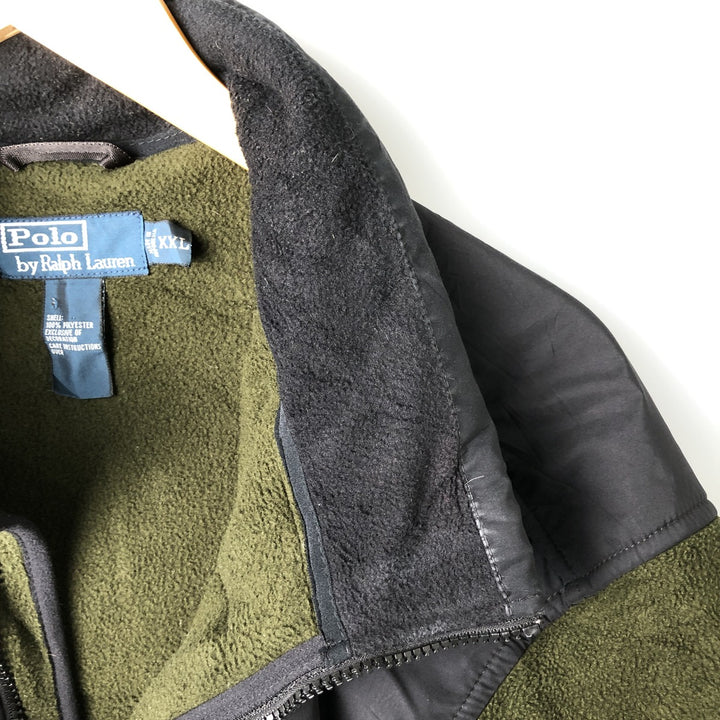 Ralph Lauren POLO by Ralph Lauren Twill Fleece Jacket, Men's XXL polyester black type Vintage Second Hand