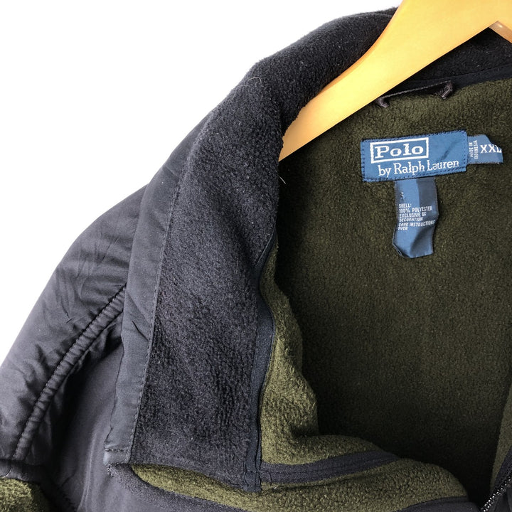 Ralph Lauren POLO by Ralph Lauren Twill Fleece Jacket, Men's XXL polyester black type Vintage Second Hand