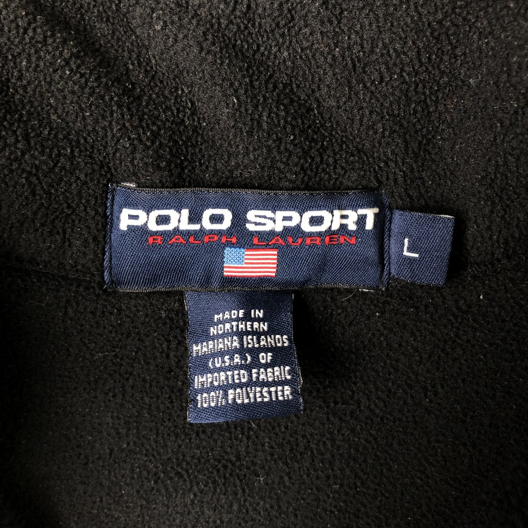 Ralph Lauren POLO SPORT Half-Zip Fleece Pullover, Men's Size L polyester navy blue type Vintage Second Hand