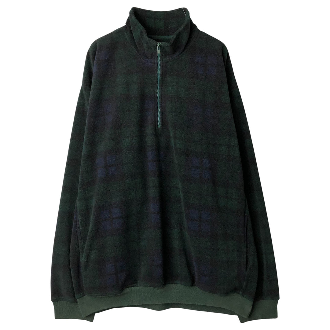 90'S Gap Old Gap Blackwatch Check Half-Zip Fleece Pullover, Men's XL polyester navy blue type Vintage Second Hand