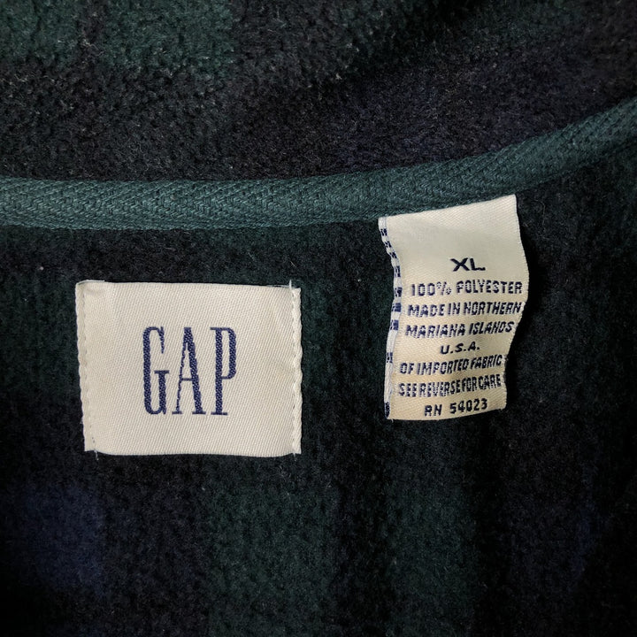 90'S Gap Old Gap Blackwatch Check Half-Zip Fleece Pullover, Men's XL polyester navy blue type Vintage Second Hand