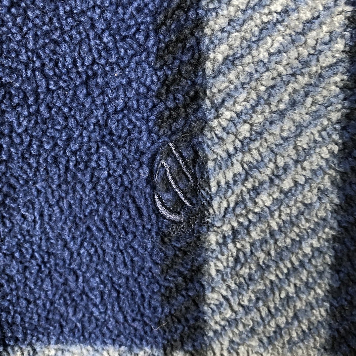 Vintage 90'S Nautica Check Pattern Half-Zip Fleece Pullover, Made in USA, Men's Size L polyester navy blue type Vintage Second Hand