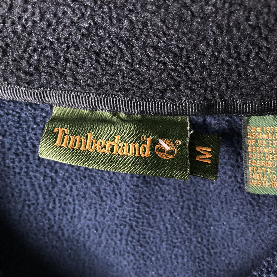 Vintage 90s-00'S Timberland Half-Zip Fleece Pullover, Men's Size Medium polyester navy blue type Vintage Second Hand