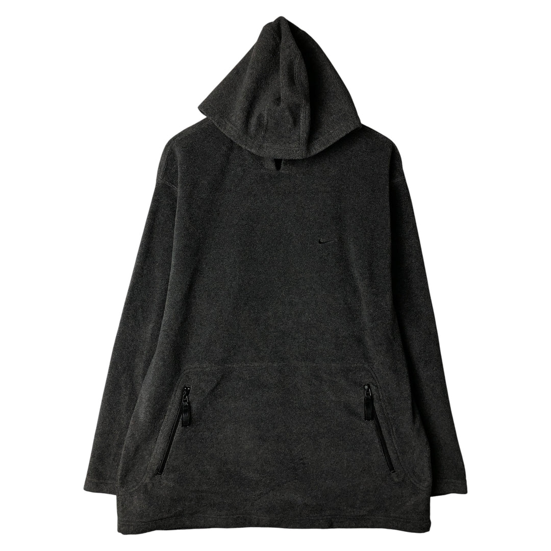 2000'S Nike fleece pullover hoodie, men's size XL polyester Charcoal Vintage Second Hand
