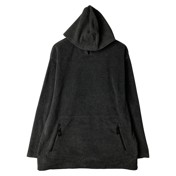 2000'S Nike fleece pullover hoodie, men's size XL polyester Charcoal Vintage Second Hand