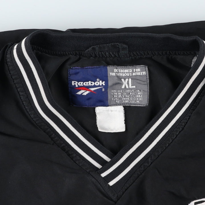 90s-00'S Reebok V-neck college warm-up pullover, men's size XL unclear black type Vintage Second Hand