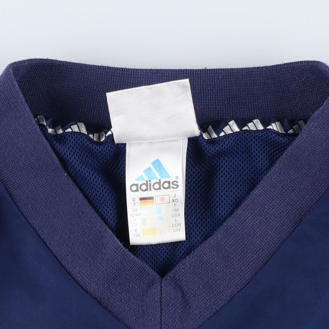 Vintage 90'S adidas V-neck warm-up pullover, size L, men's polyester navy blue type Vintage Second Hand