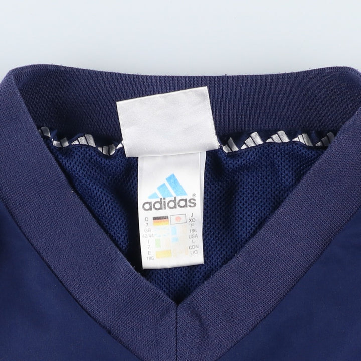 Vintage 90'S adidas V-neck warm-up pullover, size L, men's polyester navy blue type Vintage Second Hand