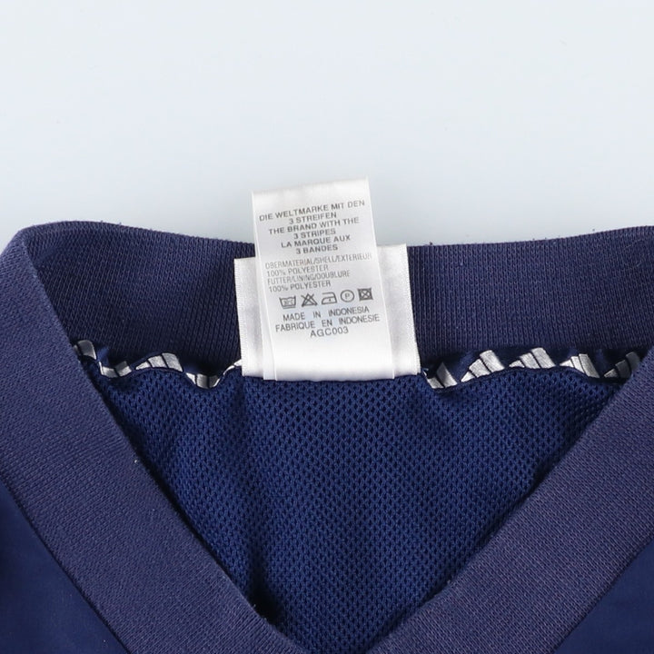 Vintage 90'S adidas V-neck warm-up pullover, size L, men's polyester navy blue type Vintage Second Hand