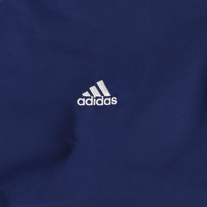 Vintage 90'S adidas V-neck warm-up pullover, size L, men's polyester navy blue type Vintage Second Hand
