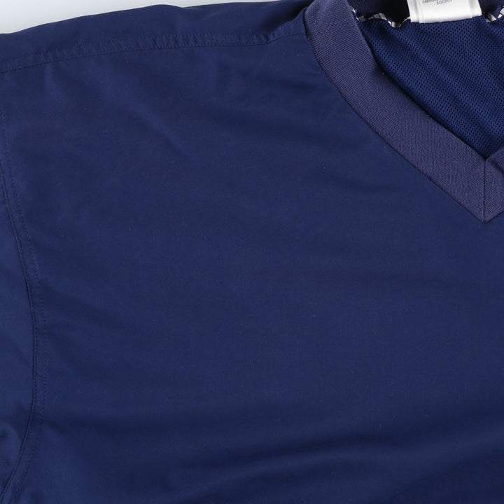 Vintage 90'S adidas V-neck warm-up pullover, size L, men's polyester navy blue type Vintage Second Hand