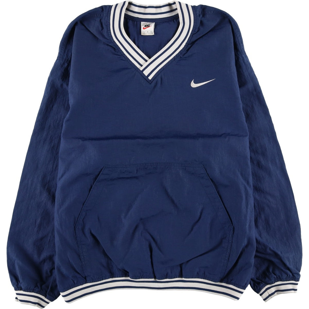 90'S Nike V-neck nylon pullover, men's size L, vintage Nylon navy blue type Vintage Second Hand