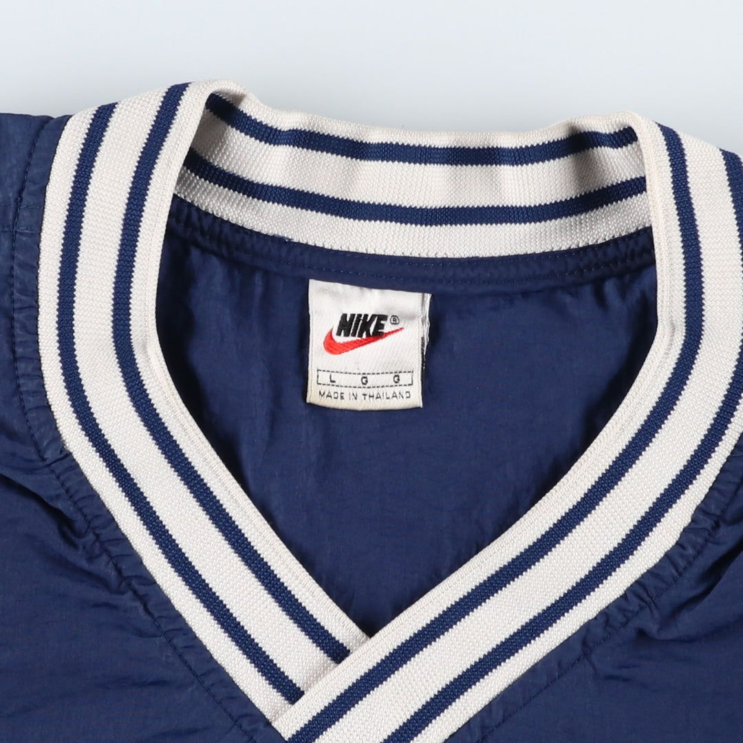 90'S Nike V-neck nylon pullover, men's size L, vintage Nylon navy blue type Vintage Second Hand