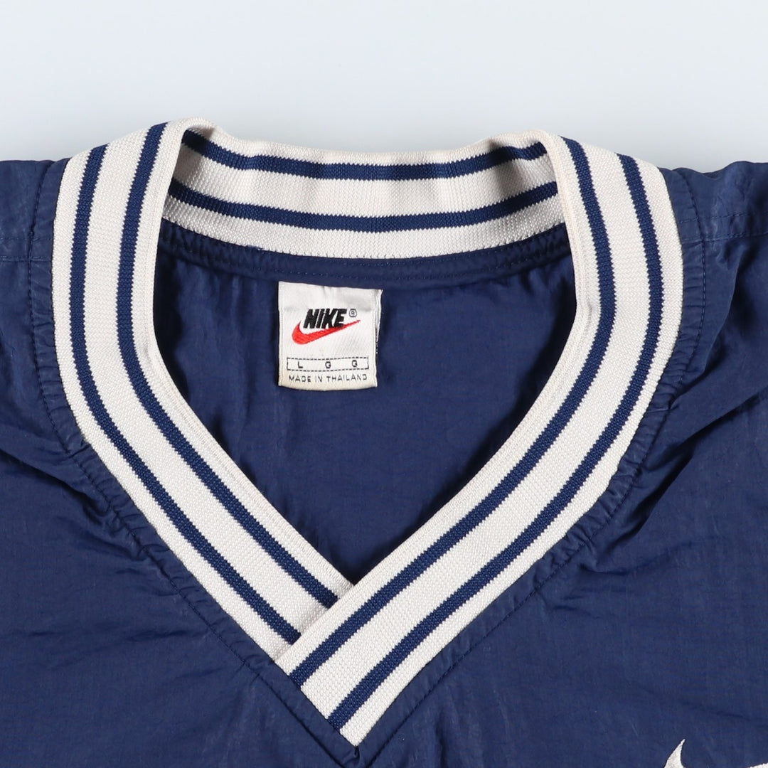 90'S Nike V-neck nylon pullover, men's size L, vintage Nylon navy blue type Vintage Second Hand